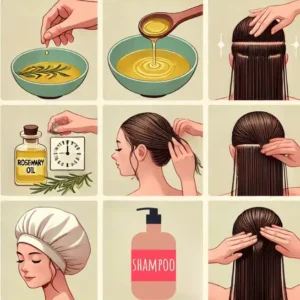 خطوات عمل حمام زيت الروزماري للشعر